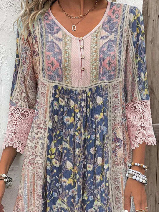 Mirabel | Vestido Boho con Detalles de Encaje