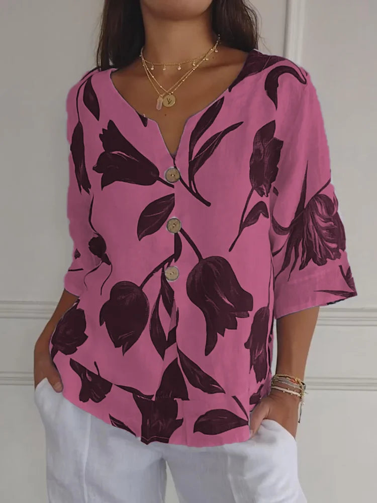 Sanne™ | Blusa de Botones Floral