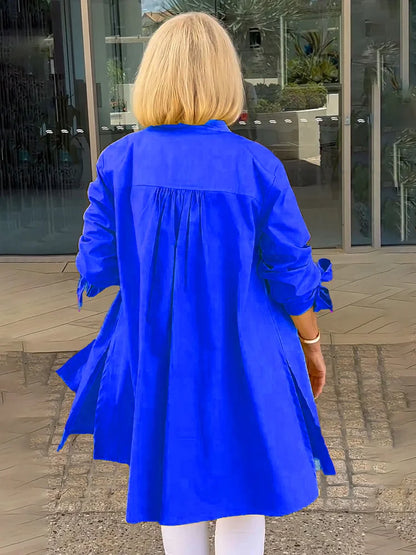 Elliora - Chaqueta de Camisa de Algodón con Espalda Fruncida