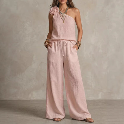 Conjunto Bicolor Elegante - Camisa Sin Mangas y Pantalones