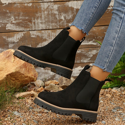Botines de mujer en color sólido con suela gruesa