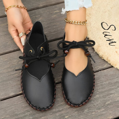 Carla - Zapatos clásicos con cordones y suela blanda para mujeres