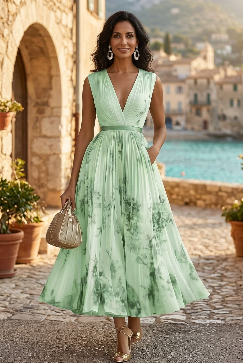 Abito Longue Plissée Élégante Rowella - Maxi Abito Fluido Donna