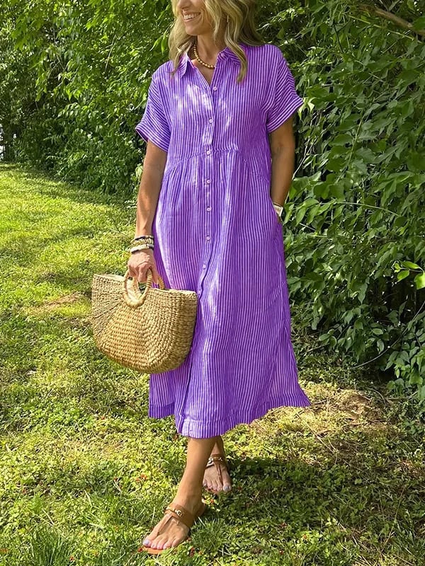 CLAIRE – VESTIDO CAMISERO A RAYAS SIN ESFUERZO