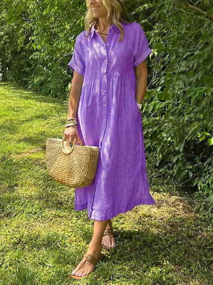 CLAIRE – VESTIDO CAMISERO A RAYAS SIN ESFUERZO
