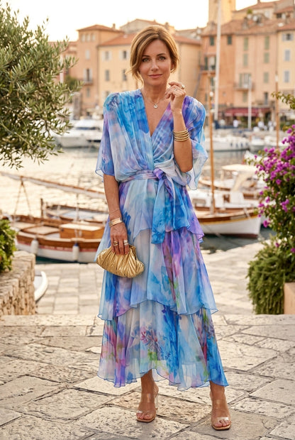 Cassia – Vestido fluido en chiffon para mujer