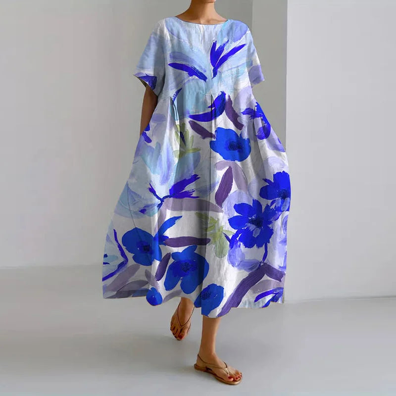 Wren - Vestido Fluido de Impresión de Flores Frescas Elegante