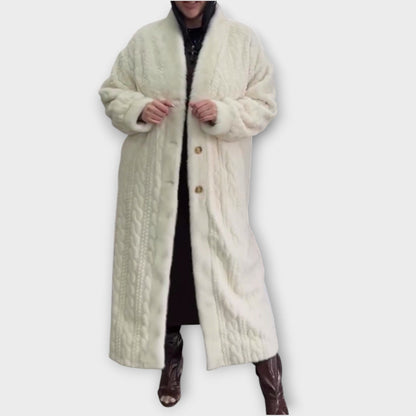 Elegante Abrigo Largo de Piel Sintética para el Invierno