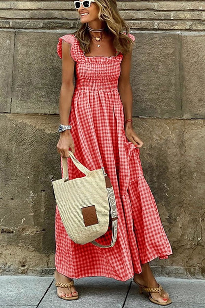 Lily™ - Elegante Vestido Maxi a Cuadros