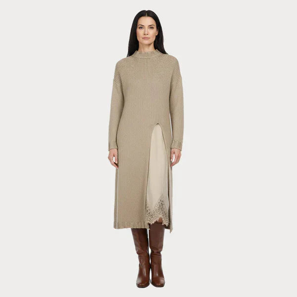 Miraluna | Vestido Midi Elegante con Detalle de Encaje