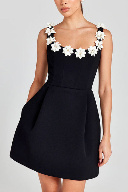 Cindy | Vestido Mini Femenino con Aplicaciones Florales