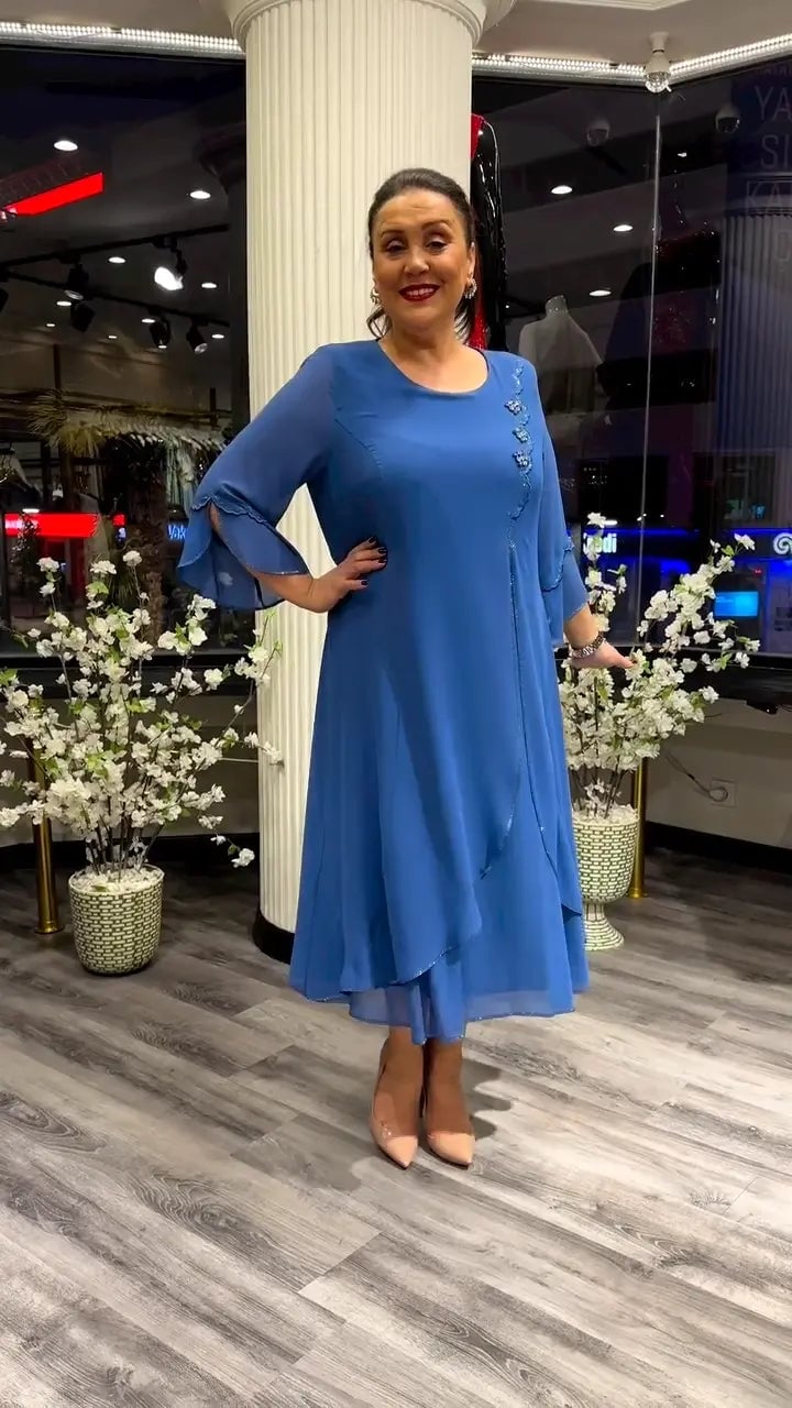 SAMARA – VESTIDO SUELTO DE CHIFÓN EN COLOR SÓLIDO PARA MUJERES