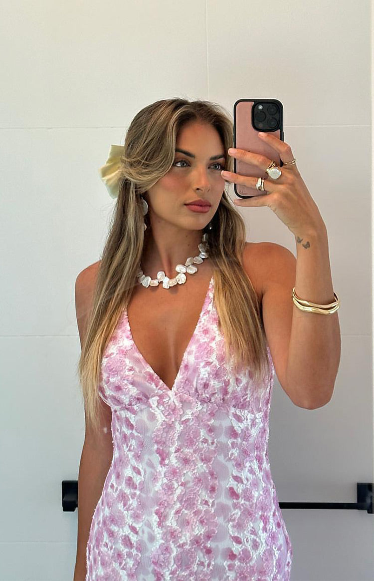 Farida - Vestido Maxi de Encaje Rosa