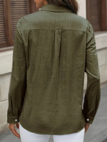 Athena - Camisa de Algodón con Bolsillos Frontales