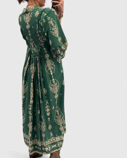 CLAIRE – VESTIDO MAXI BOHEMIO CON ESCOTE EN V