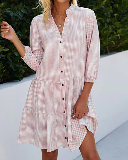 Lily | Vestido de Flare con Botones de Cuadros