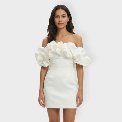 Vestido Fiesta Mujer Satinado Volantes