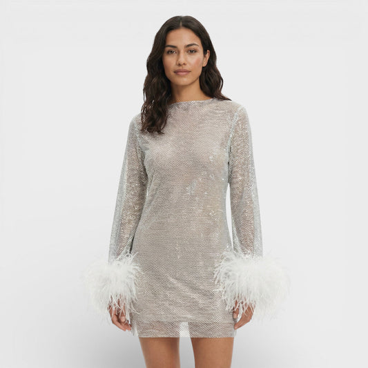 Vestido Mini Fiesta Plumas Mujer