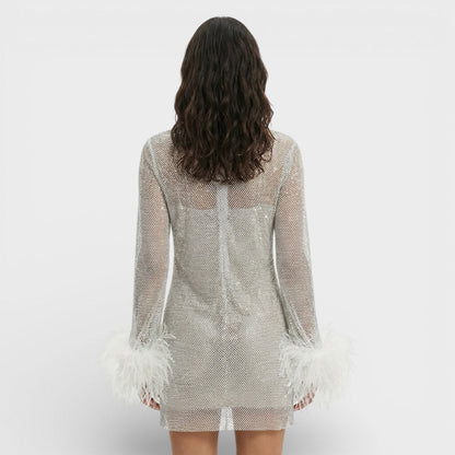 Vestido Mini Fiesta Plumas Mujer