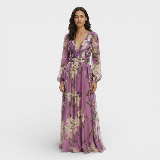 Vestido Largo Mujer Estampado Flores