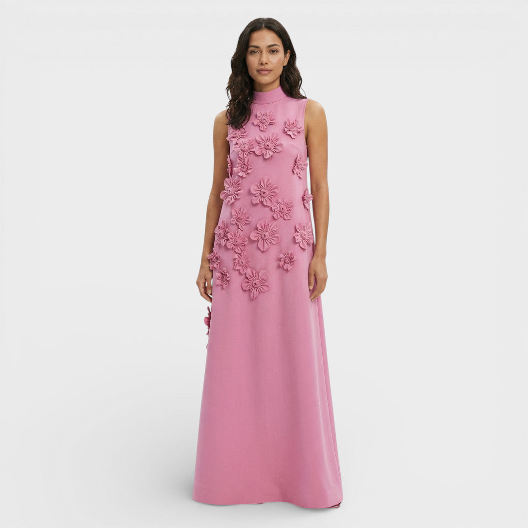 Vestido Largo Mujer Flores 3D