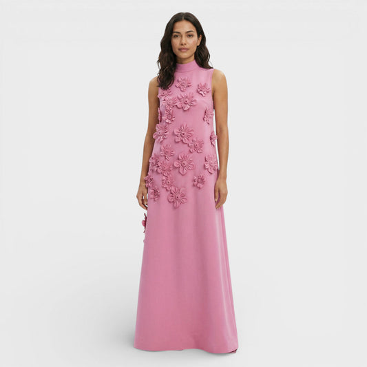 Vestido Largo Mujer Flores 3D