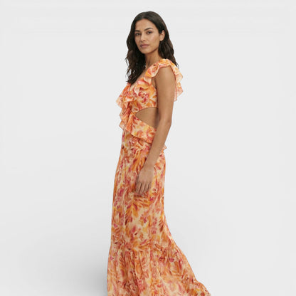 Vestido Largo Mujer Volantes Estampado