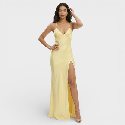 Vestido Maxi Abertura Elegante Mujer