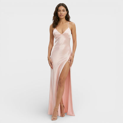 Vestido Maxi Abertura Elegante Mujer