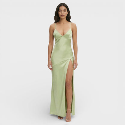 Vestido Maxi Abertura Elegante Mujer