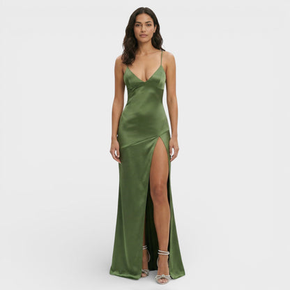 Vestido Maxi Abertura Elegante Mujer