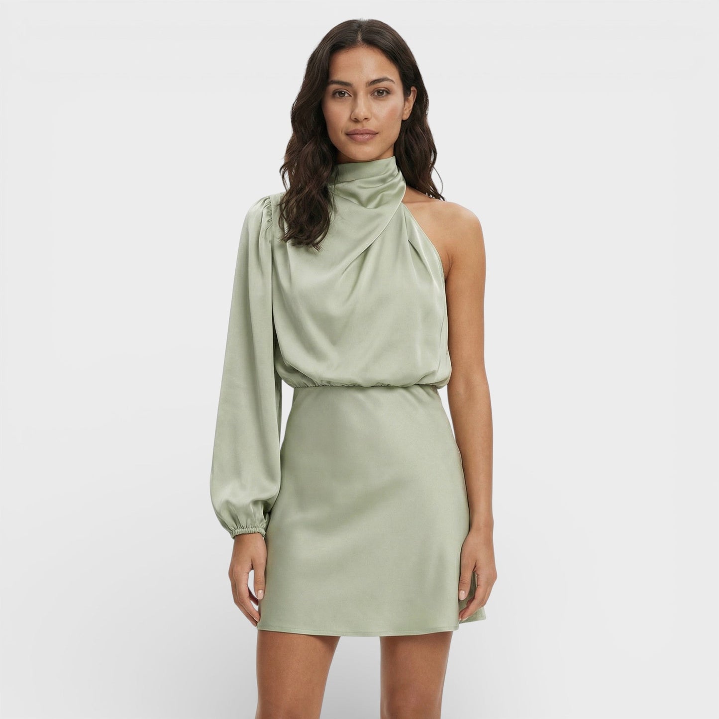 Vestido Asimétrico Mini Satinado