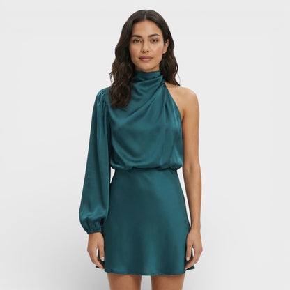 Vestido Asimétrico Mini Satinado