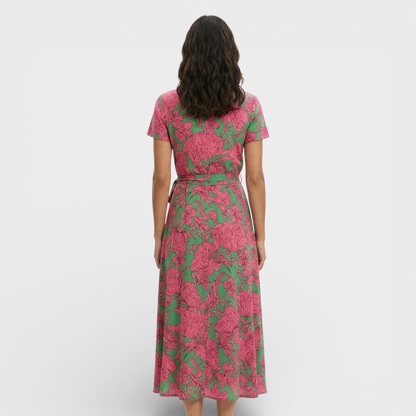 Vestido Midi Cruzado Floral Mujer