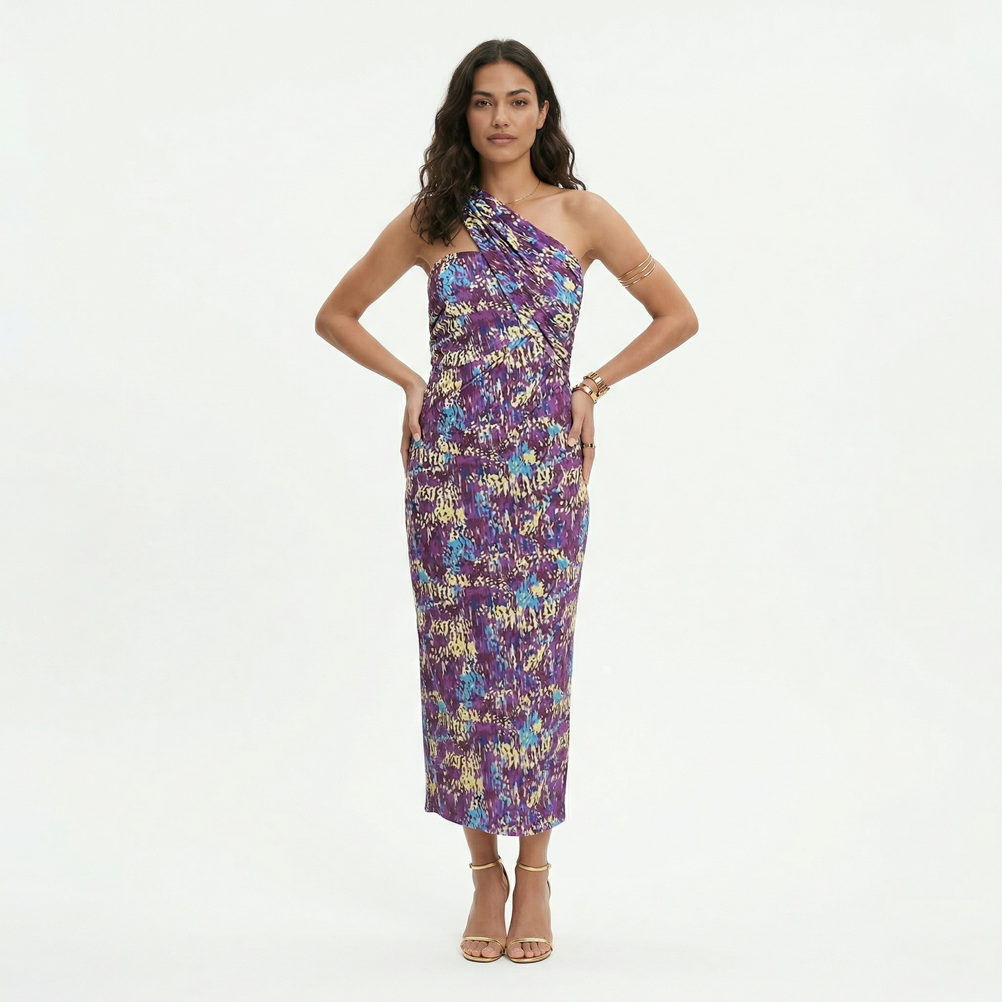 Vestido Midi Fiesta Un Hombro