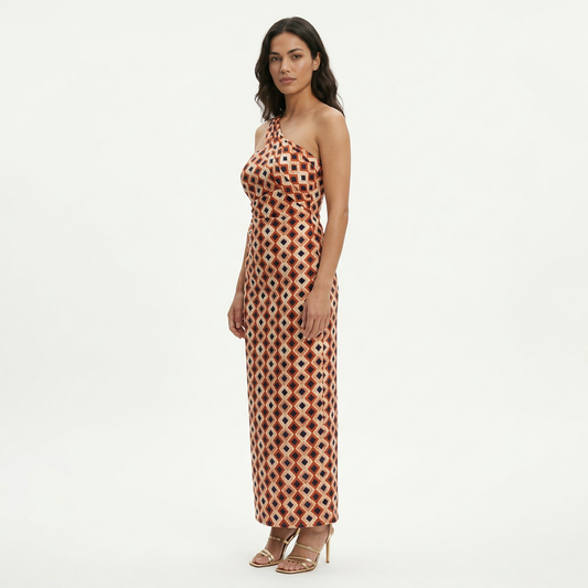 Vestido Midi Fiesta Un Hombro