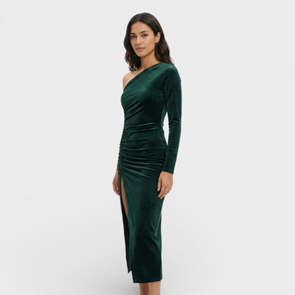 Vestido Midi Terciopelo Elegante Mujer