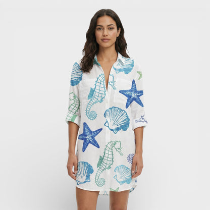 Vestido Camisero Largo Mujer Botones
