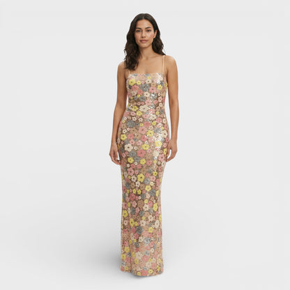 Vestido Largo Lentejuelas Sin Tirantes