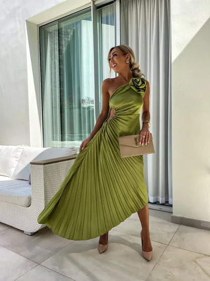 Dariella | Vestido Floral Romántico de Un Hombro