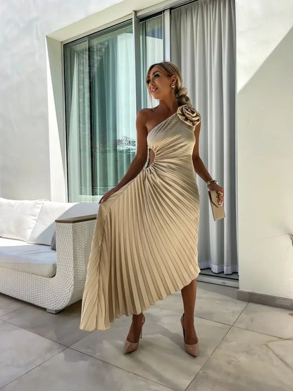 Dariella | Vestido Floral Romántico de Un Hombro