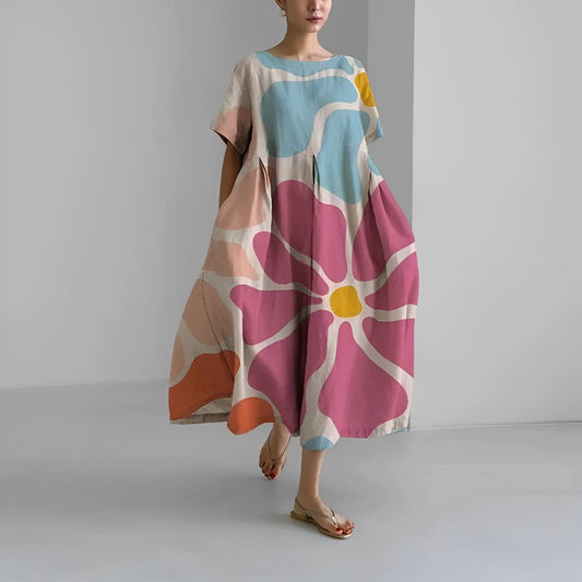 Daisy - Vestido Maxi Suelto de Gran Onda Retro