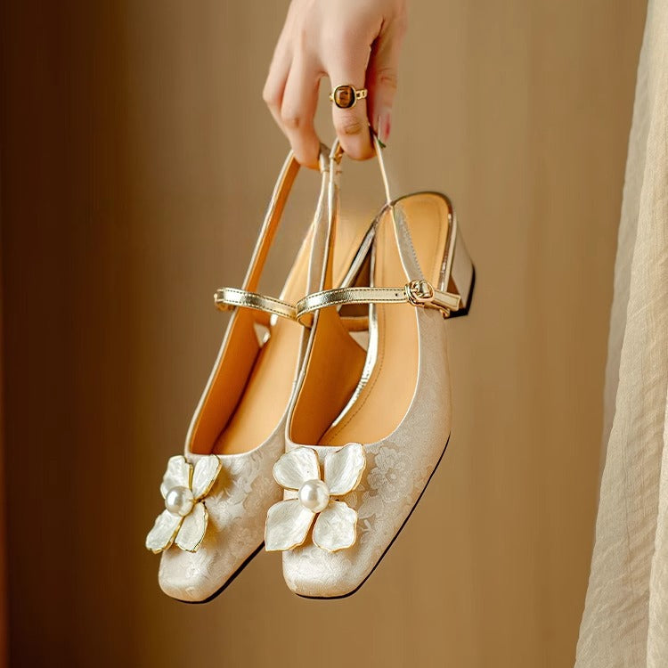 Genine - Zapatos de tacón con cinturilla trasera