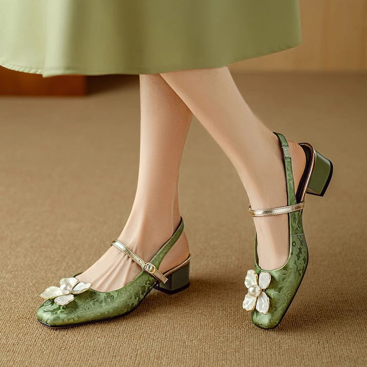 Genine - Zapatos de tacón con cinturilla trasera