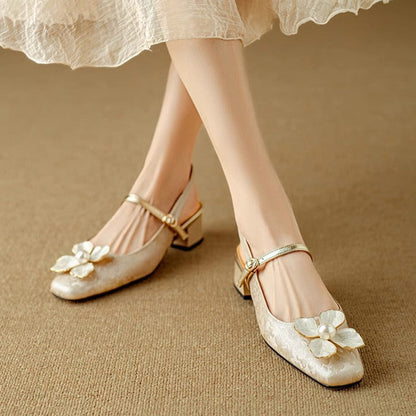 Genine - Zapatos de tacón con cinturilla trasera