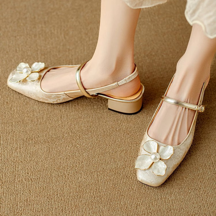 Genine - Zapatos de tacón con cinturilla trasera