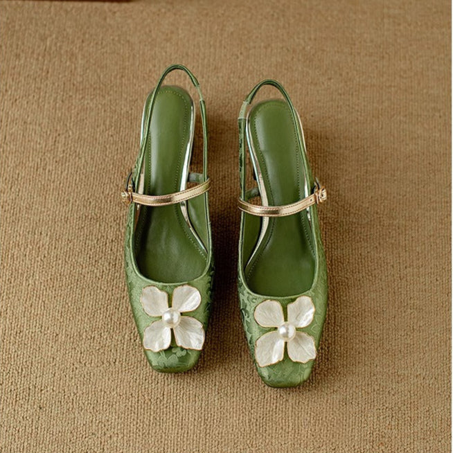 Genine - Zapatos de tacón con cinturilla trasera