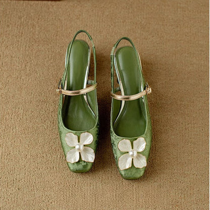 Genine - Zapatos de tacón con cinturilla trasera
