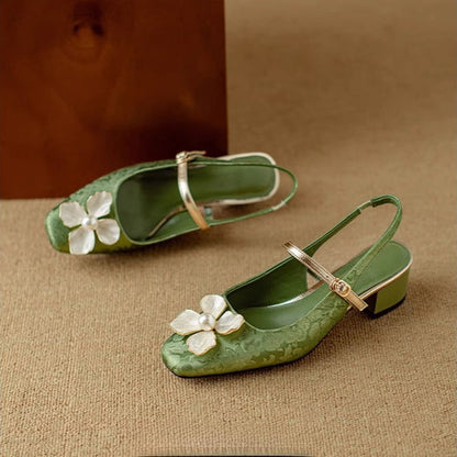 Genine - Zapatos de tacón con cinturilla trasera