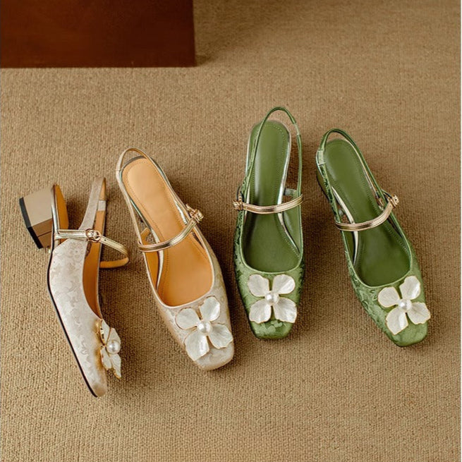 Genine - Zapatos de tacón con cinturilla trasera